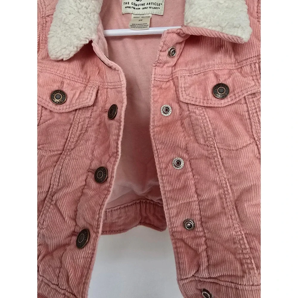OshKosh B'gosh Girls‎ Pink Corduroy Sherpa Lined Trucker Jacket Size 3T